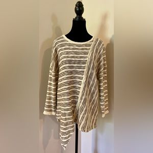 Democracy Sz Small beige striped sweater